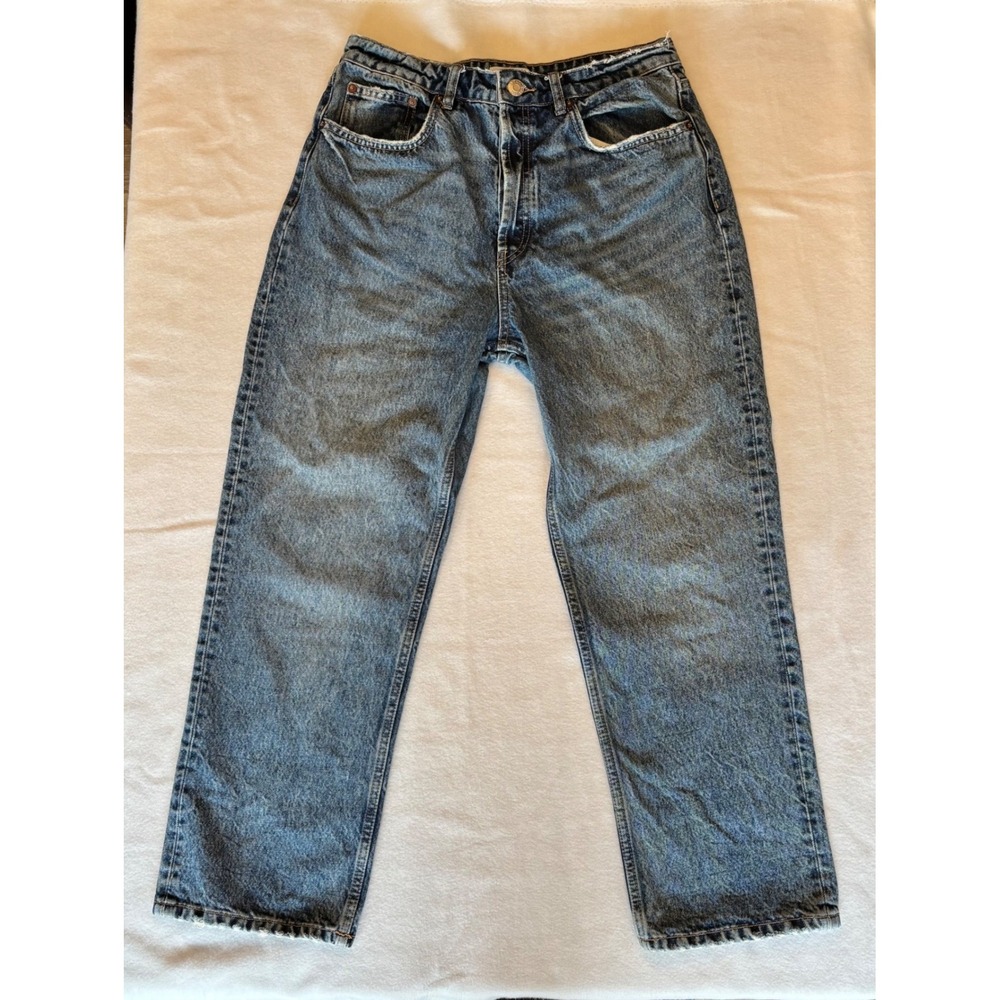 Zara Womens High Rise Straight Leg Jeans Blue Medium Wash Size 10 EUR 42